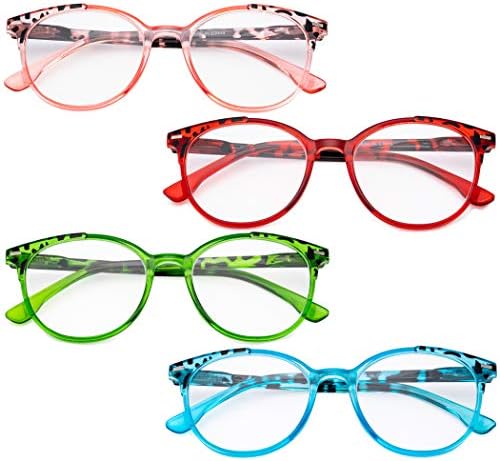 BFOCO 4 Двойки от Големи Очила за Четене Кръгли Ридеры за Жените За Четене
