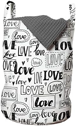 Чанта за дрехи Ambesonne на Ден, Свети Валентин, Любовни Думи, Нарисувани На ръката, с Формата на Романтични