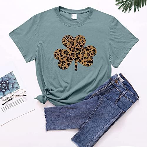 Дамска риза в Деня на Св. Патрик, тениски с джуджетата, леопардовые ризи с кръгло деколте и къс ръкав, ризи с шарките на детелина, върхове