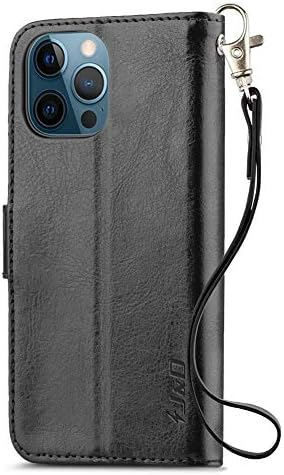 Калъф J & D, и е Съвместим с калъф iPhone 12 Pro Max, една Чанта-портфейл с RFID заключване, Монтиране Сверхпрочный Защитен Панти калъф с отделения за карти, една Чанта-портфейл,