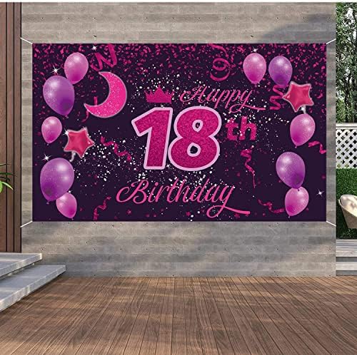 Розово Лилав Фон С 18-Ия Рожден Ден на Банер честит Рожден Ден на 18 Години, за да проверите за Парти в чест на рождения Ден на 18 Украса за Парти в чест на рождения Ден з?