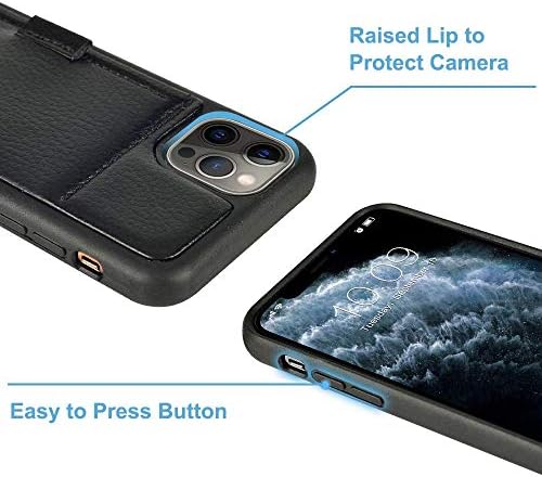 Калъф-чанта ZVE Wallet, който е съвместим с iPhone 13 Pro (2021), 6,1 инча, Тънък Калъф-чанта с отделение за карти, Кожен калъф за iPhone 13 Pro, 6,1 инча-черен