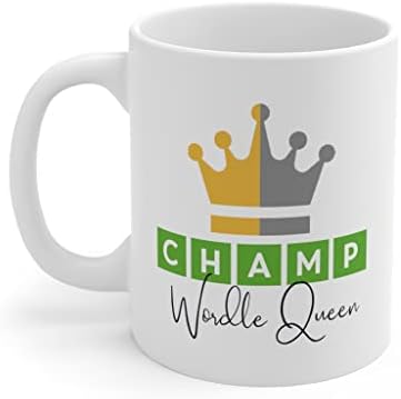Чаша Champ Wordle Queen Wordle - Подарък Wordle за Нея - Подарък за приятелка - Подарък Wordle - Подарък за Деня на майката - Подарък Wordle за жени - Идея за подаръци за рожден Ден - Забавен