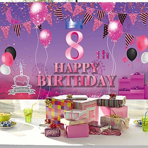 С 8-ия Рожден Ден на Фона на Банер Розово Лилаво 8-ия Знак Плакат на 8-Ия Ден от Раждането, за да проверите