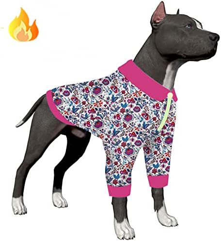 Пижами LovinPet за Кученца от Големи кучета, Обновена е Лесна Фланелевая Топли Дрехи за кучета, Приятна за кожата Материя, Облекло за кучета с фантазийными флорални щам