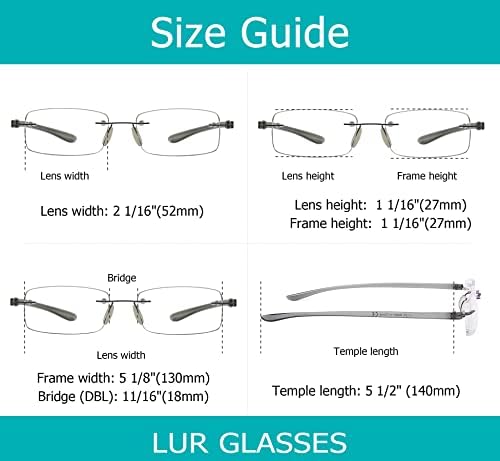 LUR 7 опаковки очила за четене без рамки + 4 опаковки класически очила за четене (общо 11 двойки ридеров + 1,50)
