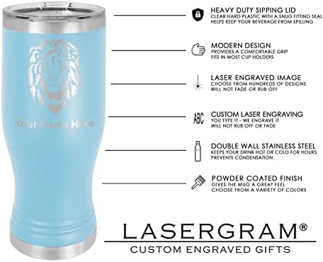 Чаша Пилснера LaserGram 14 грама с Вакуумна Изолация, Кларинет, В Комплект Персонални Гравиране (светло Синя)