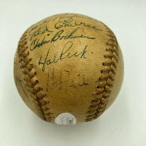 1947 Отборът на Кливланд Индианс Подписа Официално споразумение на Американската лига бейзбол JSA COA - Бейзболни топки с автографи