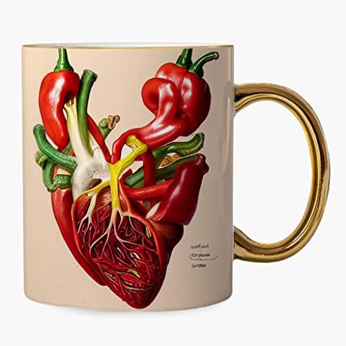 Чаша Анатомия на сърцето - Чаша със Златен Ръб и дръжка от Чили - Страхотна чаша