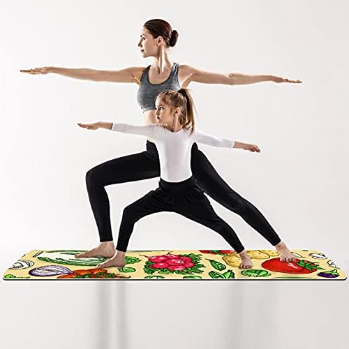 Килимче за йога с дебелина 6 мм, с принтом зеленчуци, Моркови и Домати, Екологично Чисти Постелки за упражнения
