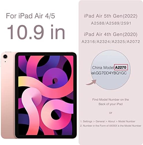 Магнитен калъф за iPad Air 5/4, тънък умен фолио за iPad Air 5/4-то поколение, 10,9-инчов модел 2022/2020, Трехстворчатая поставка, Автоматичен режим на заспиване/събуждане, Подкрепа
