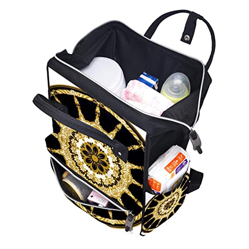 Чанта за Бебешки Пелени, Раница за Памперси за Бременни, Пътна Чанта-Тоут за Жени и Мъже със Златен Модел Диск