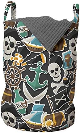 Чанта за дрехи Ambesonne Пирати, Цветна Схема с участието на Corsair от бутилката Веселия Роджър, на Котва на