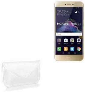 Калъф BoxWave за Huawei P8 Lite (2017) (Case by BoxWave) - Луксозни Кожена чанта-месинджър, дизайн своята практика-плик от изкуствена кожа за Huawei P8 Lite (2017) - цвят на слонова кост, Бял