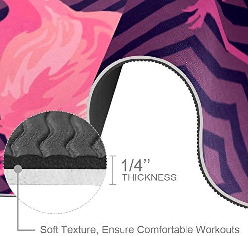 DJROW килимче За Йога Тропически Розови Фламинго На Purple Геометричния Фона на Естествен Подложка За Упражнения