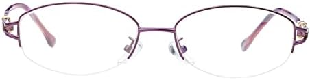 HELES Женски Полуободковые Овални Очила За четене От Метална сплав с Антирефлексно UV покритие, Однообъективные Очила за четене-Лилаво ||+2,75 здравина