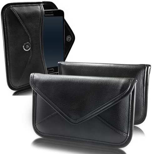Калъф BoxWave е Съвместим с Coolpad Cool 12A (Case by BoxWave) - Луксозни Кожена чанта-месинджър, чанта-плик от изкуствена кожа за Coolpad Cool 12A - Черно jet black
