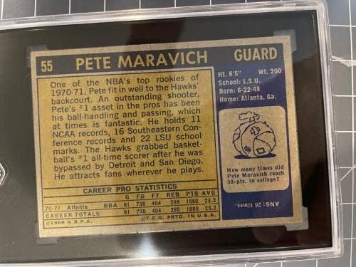 1971-72 Баскетболно карта Topps 55 Пита Маравича Атланта Хоукс Sgc 5 Ex Ница - Баскетболни карта, без подпис