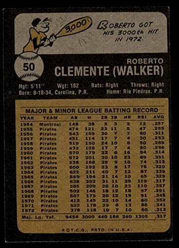 1973 Topps # 50 Роберто Клементе Питсбърг Пайрэтс (Бейзболна картичка) VG/EX+ Пирати