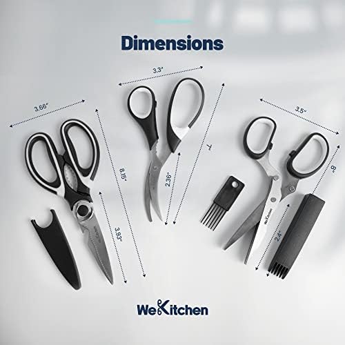 Кухненски ножици за хранене от WeKitchen - 3 опаковки на универсални кухненски ножици Ultra Sharp, комплектът