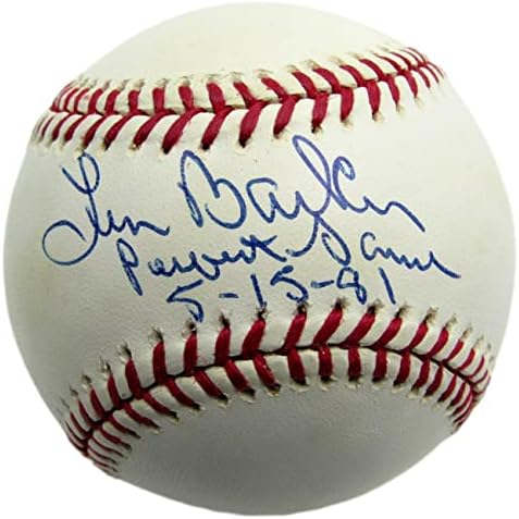 Лен Баркър С автограф /с Надпис OML Baseball Cleveland Indians JSA - Бейзболни топки с автографи