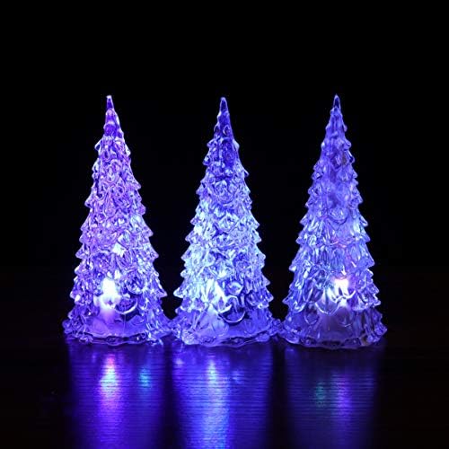 Toyvian Ретро Декор 8 бр. Led Лампа Коледни Елхи Мини Акрилни Настолна Коледно Дърво Светлинна Фигурка С Подсветка