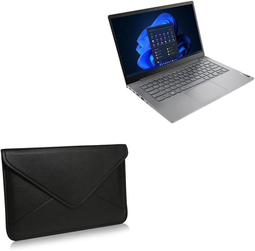 Калъф BoxWave, който е съвместим с Lenovo ThinkBook 14 (21DH) (Case by BoxWave) - Луксозни кожена чанта-месинджър,