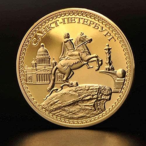 Руската Възпоменателна Монета Петър Велики Съветския Буен Пони Руски Медал с Византийски Орел Монета Златна