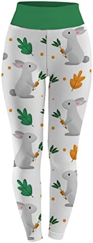 Великден Бъни Гамаши за Жени с Висока Талия Bunny Rabbits Графични Панталони за Джогинг, Фитнес Леки Спортни