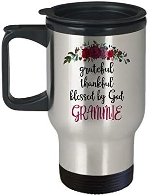 Чаша за Пътуване Blessed Grammie C9TM Приятното, Стимулиране на Бога, Религиозен Кафе, Чай, Цветя Чаша, Подаръци