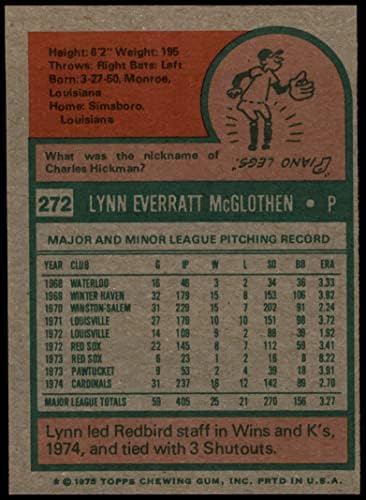1975 Topps 272 Лин МаКглотен Сейнт Луис Кардиналс (Бейзболна картичка) БИВШ Кардиналс