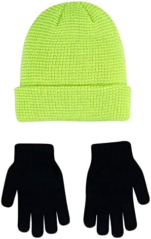 Комплект шапка и ръкавици Nike за момчета от 2 теми (неоново зелено), един размер подходящ за всички (8-20)