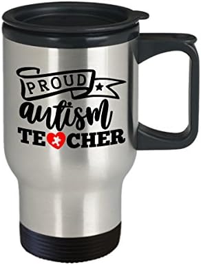 Чаша за пътуване с учител аутизъм - Proud - ASD, Лента за аутизъм, Стоки за информиране, Подарък за семейства,