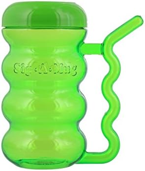 Полупрозрачна Пластмасова бутилка Arrow Sip-A-Mug с вградена сламен дръжка, 14 унции - Неоново розов, неоново синьо и неоново зелено (3 опаковки)