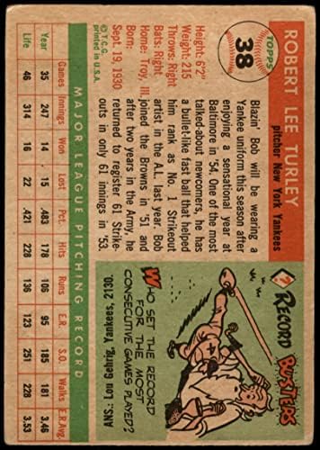 1955 Topps 38 Боб Търли Ню Йорк Янкис (Бейзболна картичка) ДОБРИ Янкис