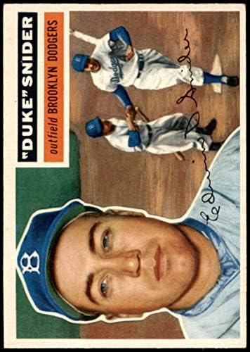 1956 Topps 150 Грай Дюк Снайдер Бруклин Доджърс (Бейзбол карта) (Сиво въртене) на БИВШИЯ Доджърс