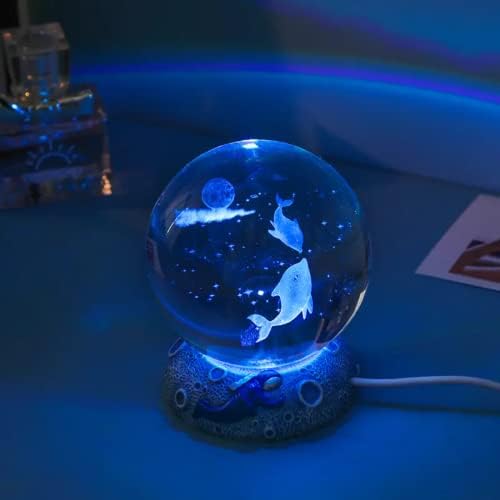 Кристална Топка със Звездна Океански Любимец, 1 бр., 3D Вътрешна Резба, Цветни Светещи Украшение, лека нощ, Творчески Подарък За Рожден Ден