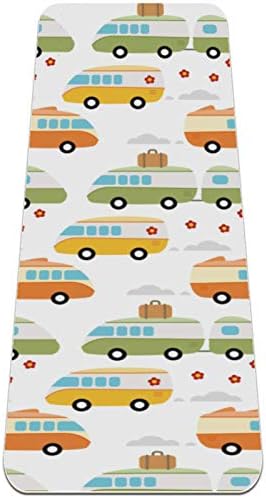 Дебела подложка за йога с шарките на автобуса Siebzeh в стил хипи Премиум-клас, в екологично Чист Гумена подложка