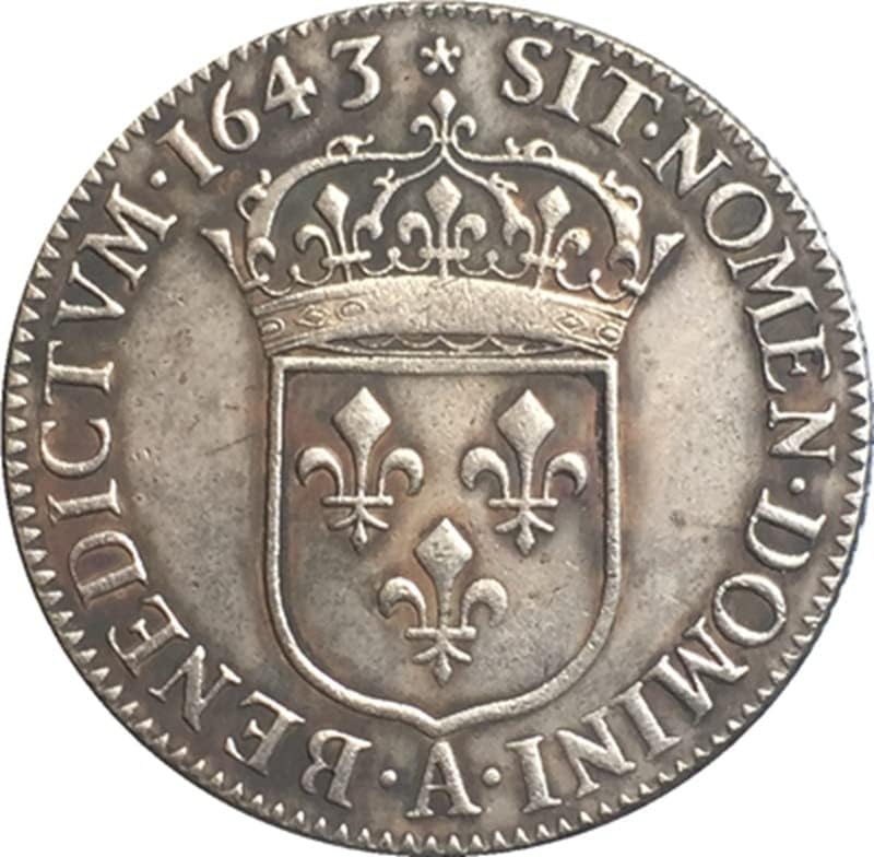 1643 Френски Монети От Чиста Мед С Посеребренным Покритие Антични Сребърни Доларови Монети Колекция от ръчно
