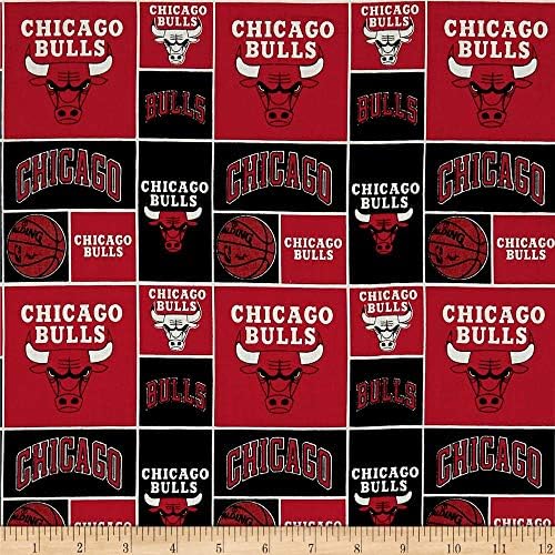 Червено-черен памучен плат NBA Chicago Bulls двор