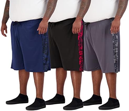Мъжки къси панталони Real Essentials Big & Tall 3-Pack Dry Fit & Active Mesh Атлетик Perfomance Shorts (3X-5X)