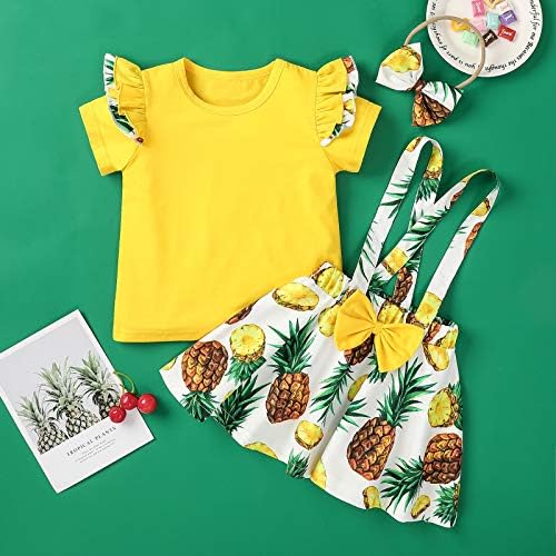 Vereinen/Подаръчен комплект за момиченца, Дрехи за малките Момичета, Поли с плодов нос, Комплект дрехи от 3 теми, Комплект с одеало (Жълто, 18-24 месеца)
