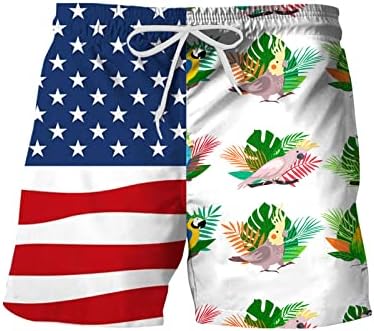 Мъжки Плажни Шорти Летни Ежедневни Панталони с Принтом Американското знаме на съвсем малък 4-ти юли, Патриотическая Плажно Облекло, Плувни Гащи