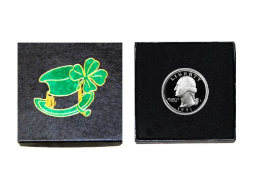 Моята щастливата монета – Четвертак Вашингтон 1991 година на издаване – Състояние със скъпоценни камъни – В кутия за подарък Ирландският късмет