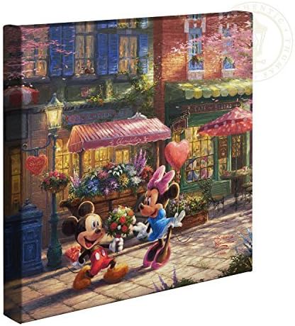 Студио Томас Кинкейда Disney Mickey and Minnie Sweetheart Cafe 14 x 14 Платно в галерейной опаковка
