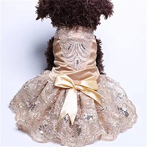 Сватбена рокля на принцеса за домашни любимци IULJH, елегантно облечен пола с бродерия за кученца, рокля с голяма