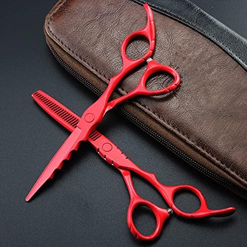 Ножица за подстригване на коса, 6 инча Престижна 440c червени ножици за подстригване, набор от фризьорски инструменти