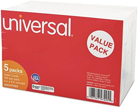 Universal UNV47225 4 x 6 инча Шкафа-ката без рисунки - бели (500 бр / опаковка)