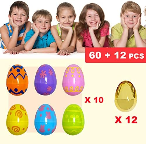 72 БР. Великденски Яйца с принтом, Пластмасови и Златни Яйца, 2,4 Празни Великденски Яйца, Наполняемые Обеми