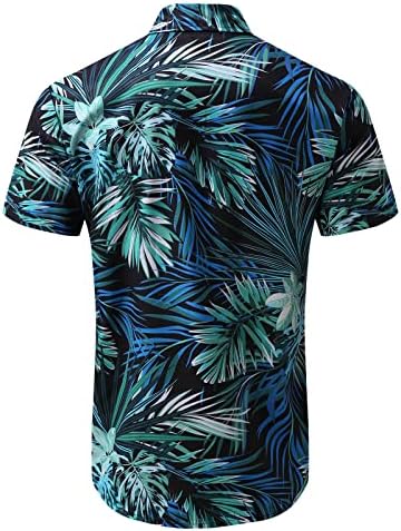 UBST Мъжки Хавайски Ризи, Летни С Къс Ръкав, Тропически Цветя Принтом, Копчета, Свободно Cut, Плажна Риза Алоха